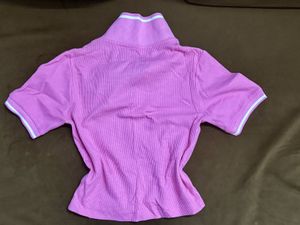 Pink t shirt with white strip collar ( polo )