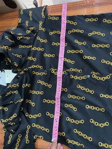Chic Black Chain Print Button-Up Shirt