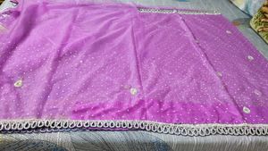 heavy purple sari with blouse and petticot