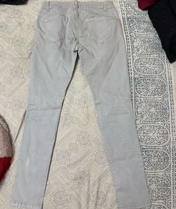 Grey Distressed Jeans with Mesh Cut Outs