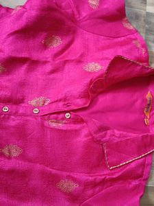 Vibrant Pink Kurta with Gold Print (size 36)