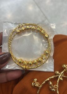 Elegant Gold-Plated Beaded Bangles