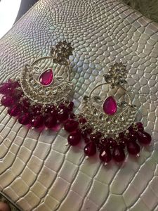 Heavy Rani Kundan Pearl Chandbali