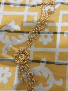 Ethnic Pearl &amp; Gold Tone Bahubali Earrings