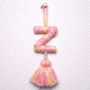 Handmade Yarn Letter 'Z' Car Charm with Tassel