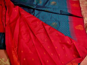 Elegant Blue and Pink Kanjeevaram Semi Silk Saree