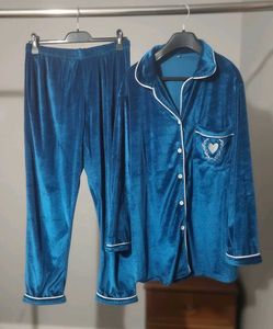 Cozy Blue Velvet Pajama Set