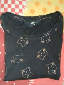 Hello Kitty Print Black T Shirt
