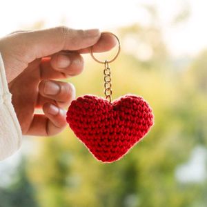 Red Crochet Heart Keychain