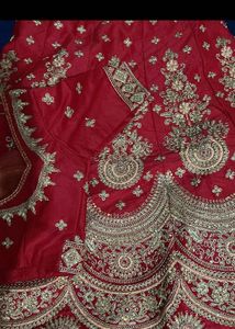Exquisite Red &amp; Gold Embroidered Lehenga Set