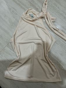 Sleek Cream Halter Neck Top