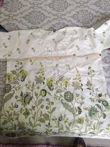 Cream Embroidered Kurti