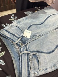 Washed Blue Wide Leg Jeans