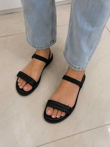 Stylish Black Braided Flat Sandals