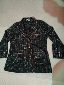 Tweed Blazer with Gold Details