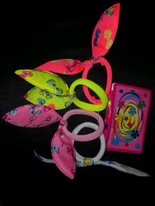 🎀Cute Bow Hair Rubber Bands+Styling Rat Tail Comb