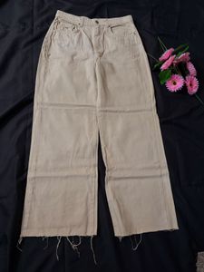 Light Beige Wide Leg Jeans