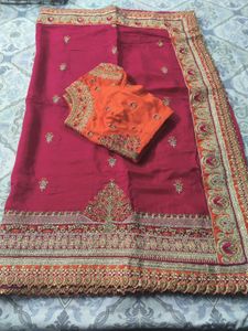Orange Merzenta Festive Party Wear saree