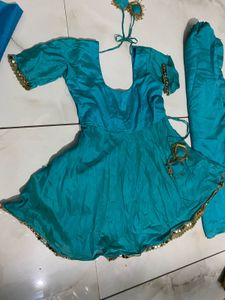 Elegant Teal Dupatta with Mirror Work