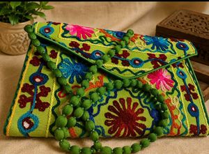 Hariyali Embroidered Clutch Bag