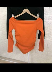 Tangerine Offshoulder Top