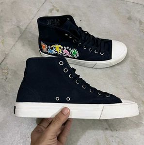 H&amp;M KEITH HARING BLUE CANVAS HIGH TOP SNEAKERS