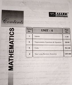 Allen Mathematics JEE (Main Advanced) Unit #04