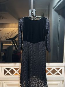 Trendy Black Velvet &amp; Lacy Dress, Bust- 34/32