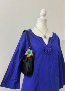 Y2k Royal Blue Embellished Kurta