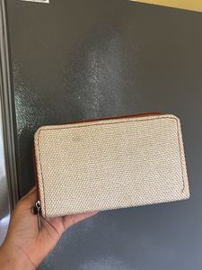 Rustic Jute Zip-Around Wallet