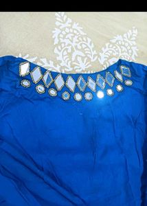 Blue Kurta with Mirror Embellishments