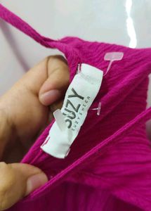 Vibrant Pink Crinkle Halter Top