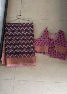 Chic Chevron &amp; Polka Dot Fabric Saree