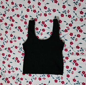 Black Ribbed Crop Tank Top