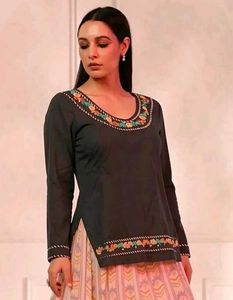 Embroidered Neckline Kurta