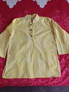 Striped Yellow Cotton Kurta