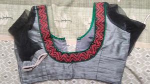 Black &amp; Grey Party Wear Blouse For Women