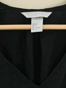 H&amp;M Black V-Neck Flutter Sleeve Top