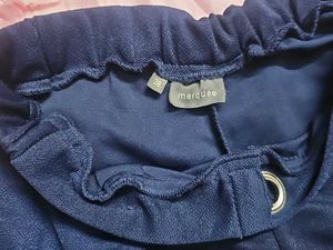 Navy Blue High-Waisted Wide-Leg Pleated Pants