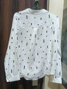 White Triangle Print Button-Up shirt