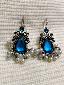Blue Stone Peacock Earrings