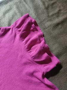 Cute Pink Ruffled Sleeve Top