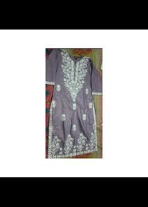 Embroidery Design Lavender Chikankari Kurti