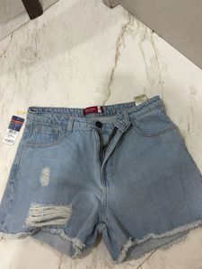 Ripped Denim Shorts