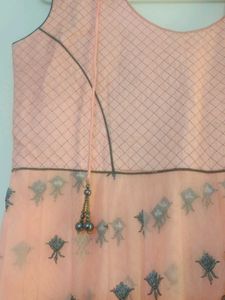 Elegant Peach Floral Anarkali Gown