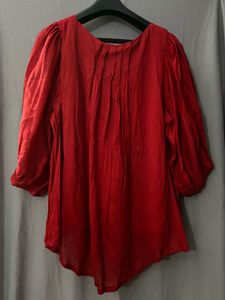 Wills Clublife Red Blouse with Pleated Detail