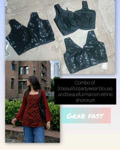 Combo of 3 Partywear Sequins Blouse with beautiful