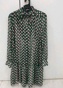 Printed Mini Shirt Dress