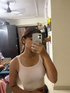 Ribbed Pink Cropped Tank Top