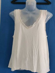 White Lace Trim Camisole Top